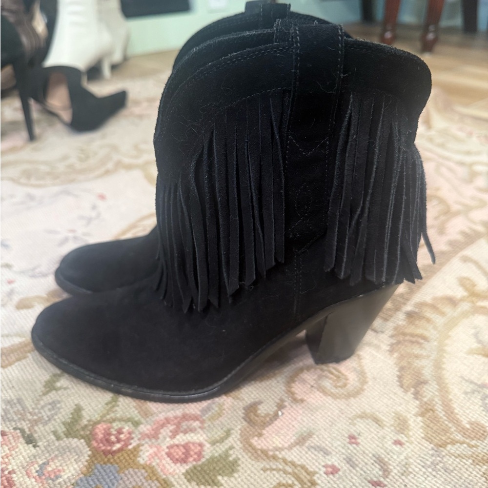 Saint Laurent Black Fringed Suede boots - Picture 2 of 6